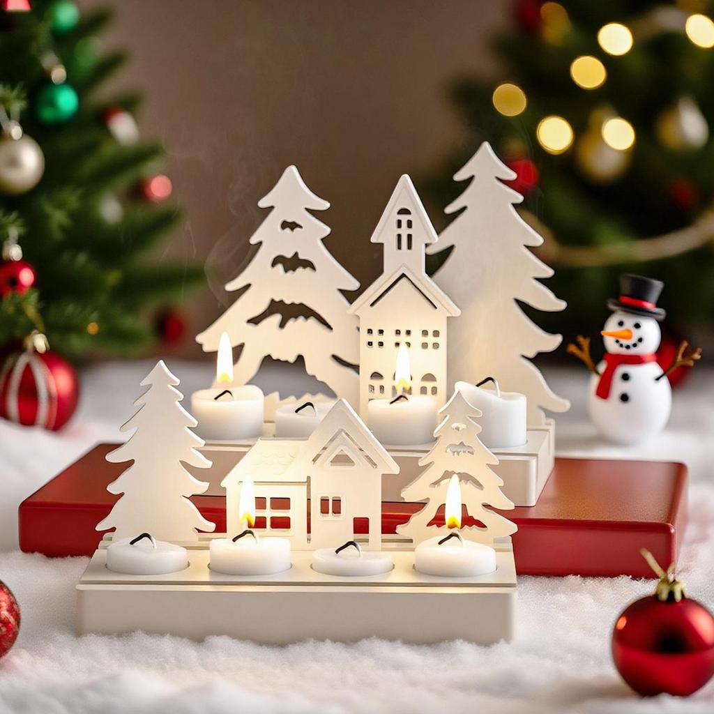 Candle Holder Mold Christmas Tree House Plaster Mould Silicone Easy Release Craft Mold Casting Tool For Epoxy Resin Plaster