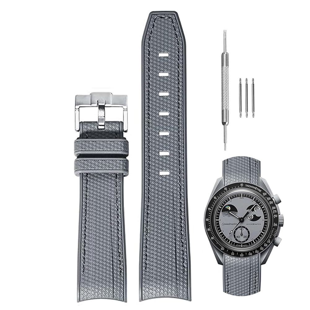 Sibehill 20mm Replacement Silicone Watch Band for Omega and X, Swatch, MoonSwatch, Speedmaster.
