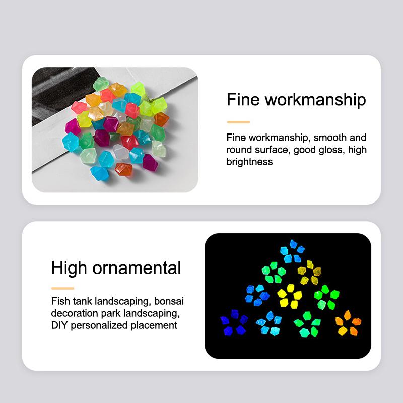 

100 шт./пакет светящиеся камни светящиеся камни ромбовидные камни для аквариума