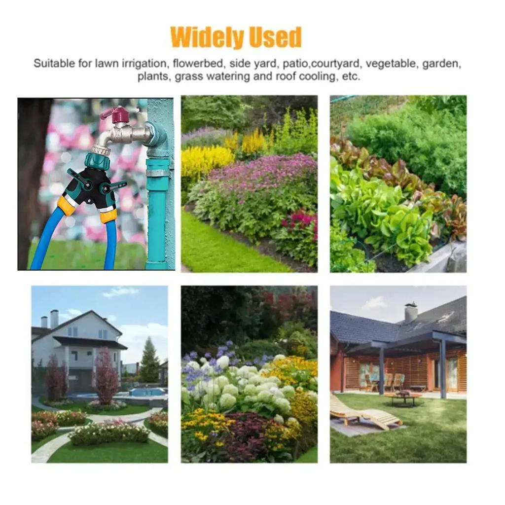 Horticultural Y-shaped Zinc Alloy Double-way Diverter Fitting for Irrigation, Adjustable Water Stop Valve, Water Pipe Connector