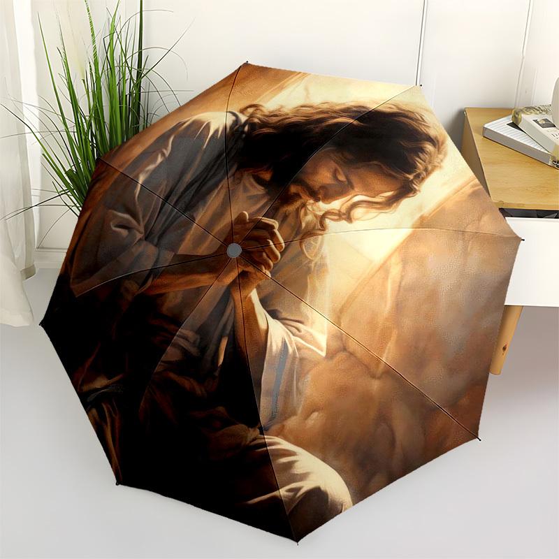 

Prayer, Serenity Themed Automatic Opening and Closing Umbrella, Compact Travel Umbrella, Lightweight and Portable, Suitable for Beach Commut