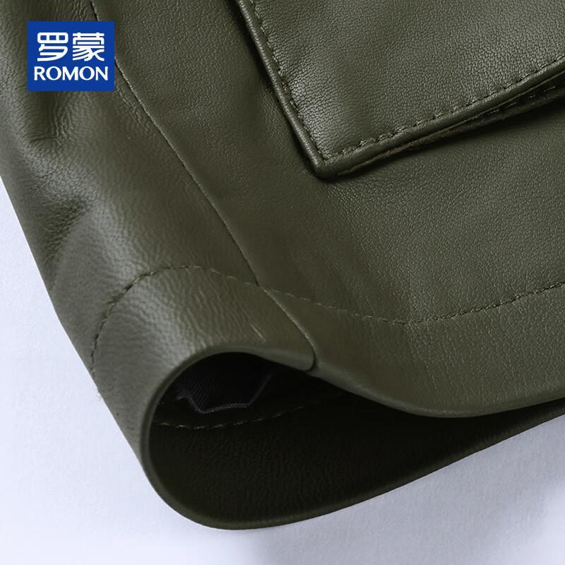 ROMON Men's Genuine Sheepskin Four-Pocket Leather Jacket