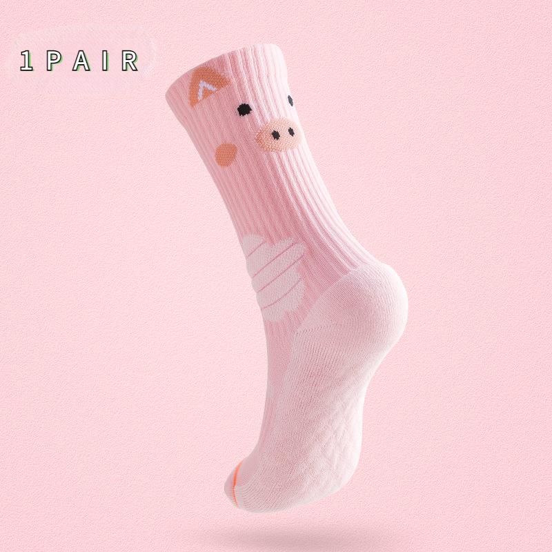 

Женские многофункциональные спортивные носки до середины икры для бега с героями мультфильмов, размер 35–39 One-size розовый