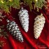 Frosted Look Pine Cone Ornament Plastic Xmas Hanging Decoration  Window Display