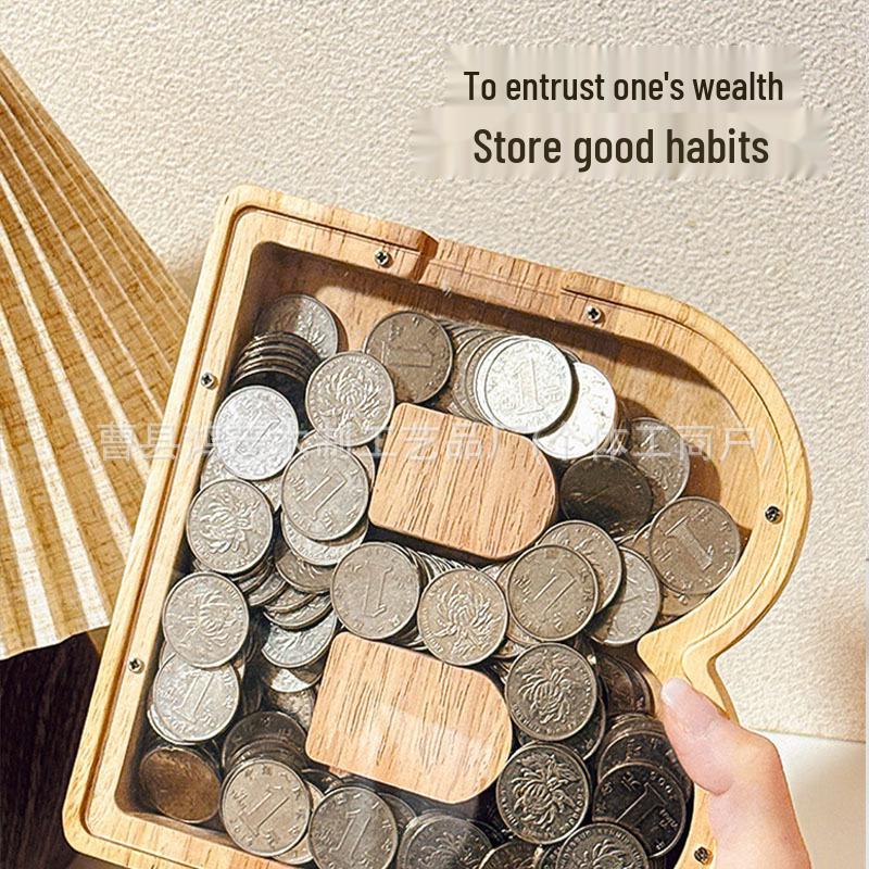 Trendy Wooden Letter Money Box - Birthday Gift and Coin Storage Jar