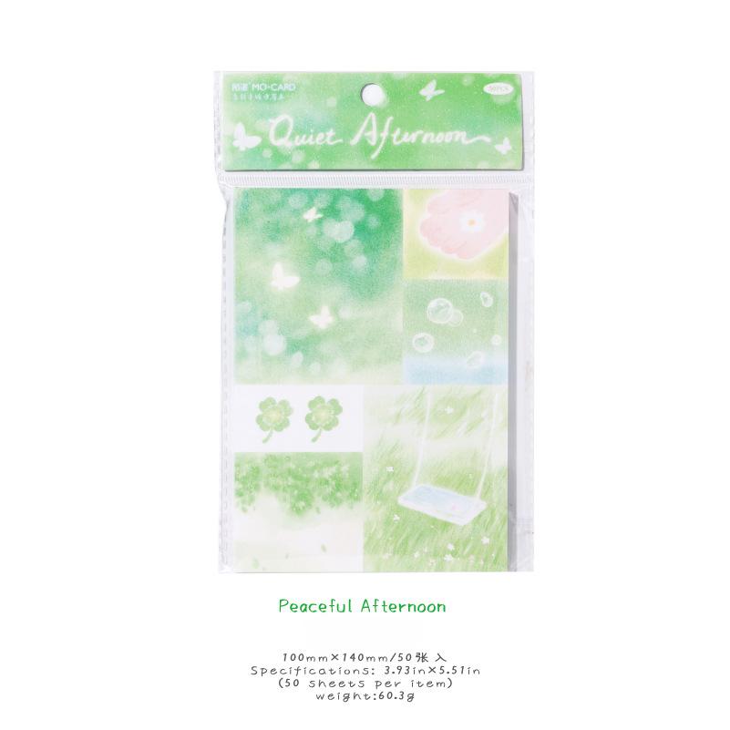 

50 листов/набор INS Ретро Простота Скрапбукинг Блок для заметок Зеленый Синий Цвет Журнал Фоновая бумага DIY Декор Нелипкий блокнот