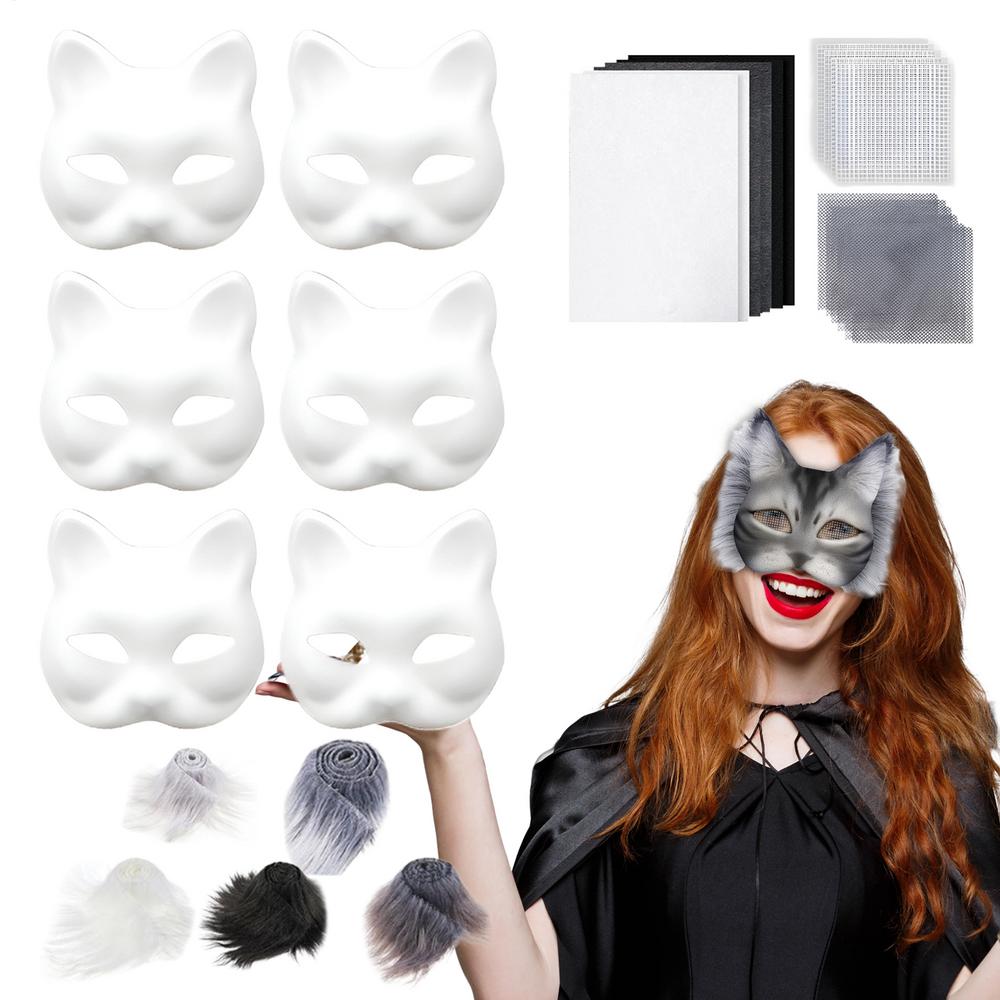 

Cat Face Covers For Crafts Cat Face Cover Base With Eye Meshes Clothing Shoes & Jewelry For Parties Cosplay Craft Photoshoot