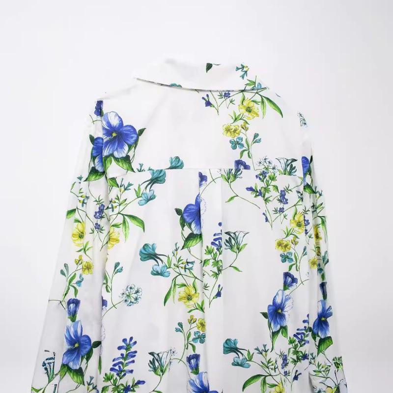 Summer European & American Women's Casual Floral Print Shirt - Street Fashion Style 