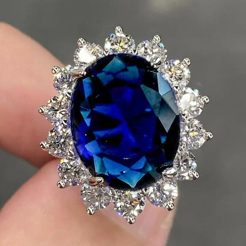 

Big Oval Blue Cubic Zirconia Rings for Women Sparkling Female Wedding Engagement Accessories Luxury Trendy Party Jewelry 10