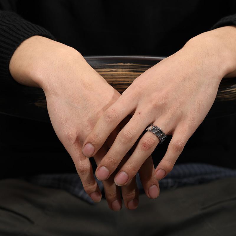 Retro Cyberpunk Gear Armor Ring For Men Antique Punk Gothic Adjustable Ring Handmade Rock Biker Accessories Man Gift