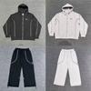 Męski Zestaw Bluza z Kapturem i Spodnie Joggers Bawełniany Streetwear Haftowany Patchwork Odbijający Światło Podszewka Casualowy Strój 2025