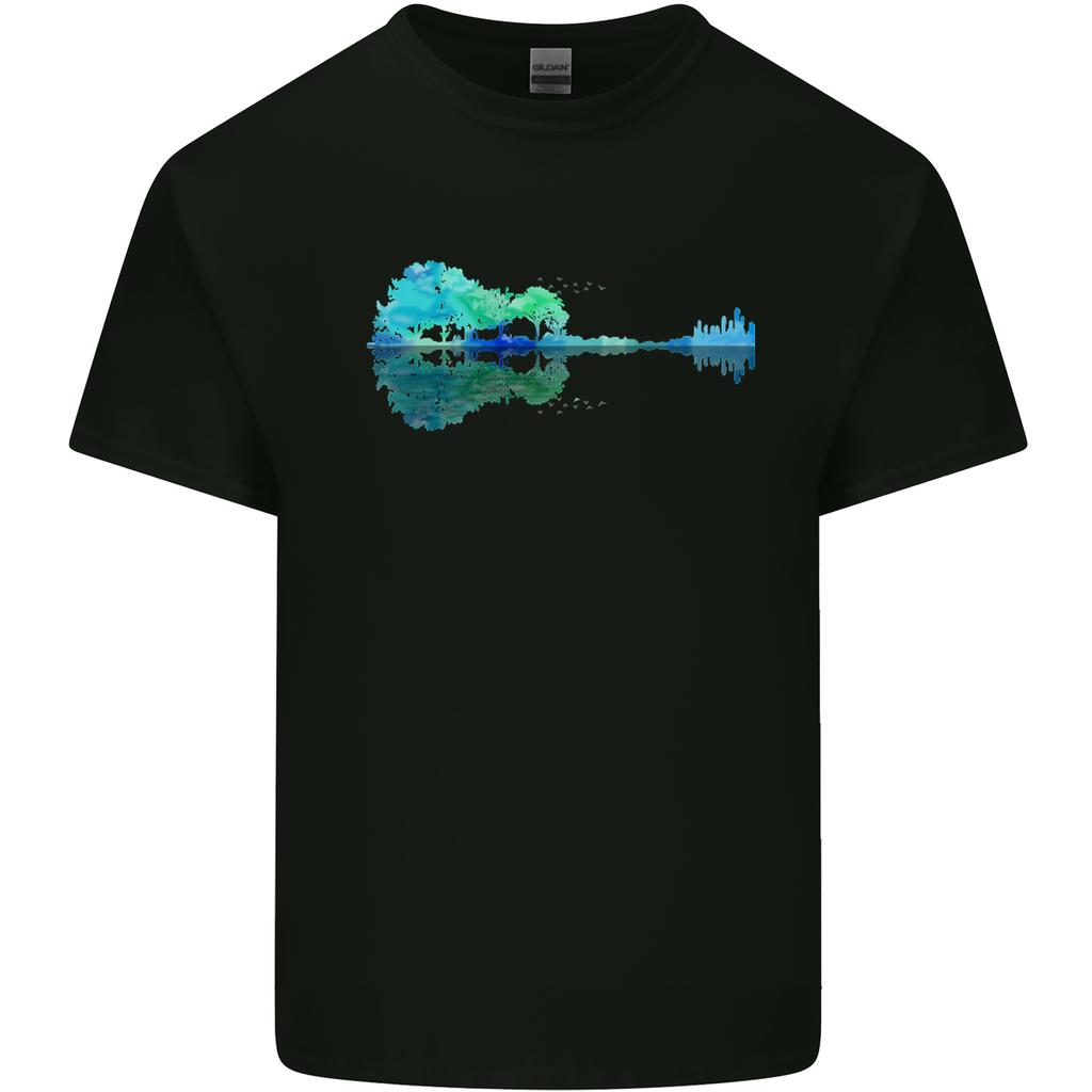 Guitar Reflection Guitarist Bass Acoustic Unisexs Light Cotton TShirt