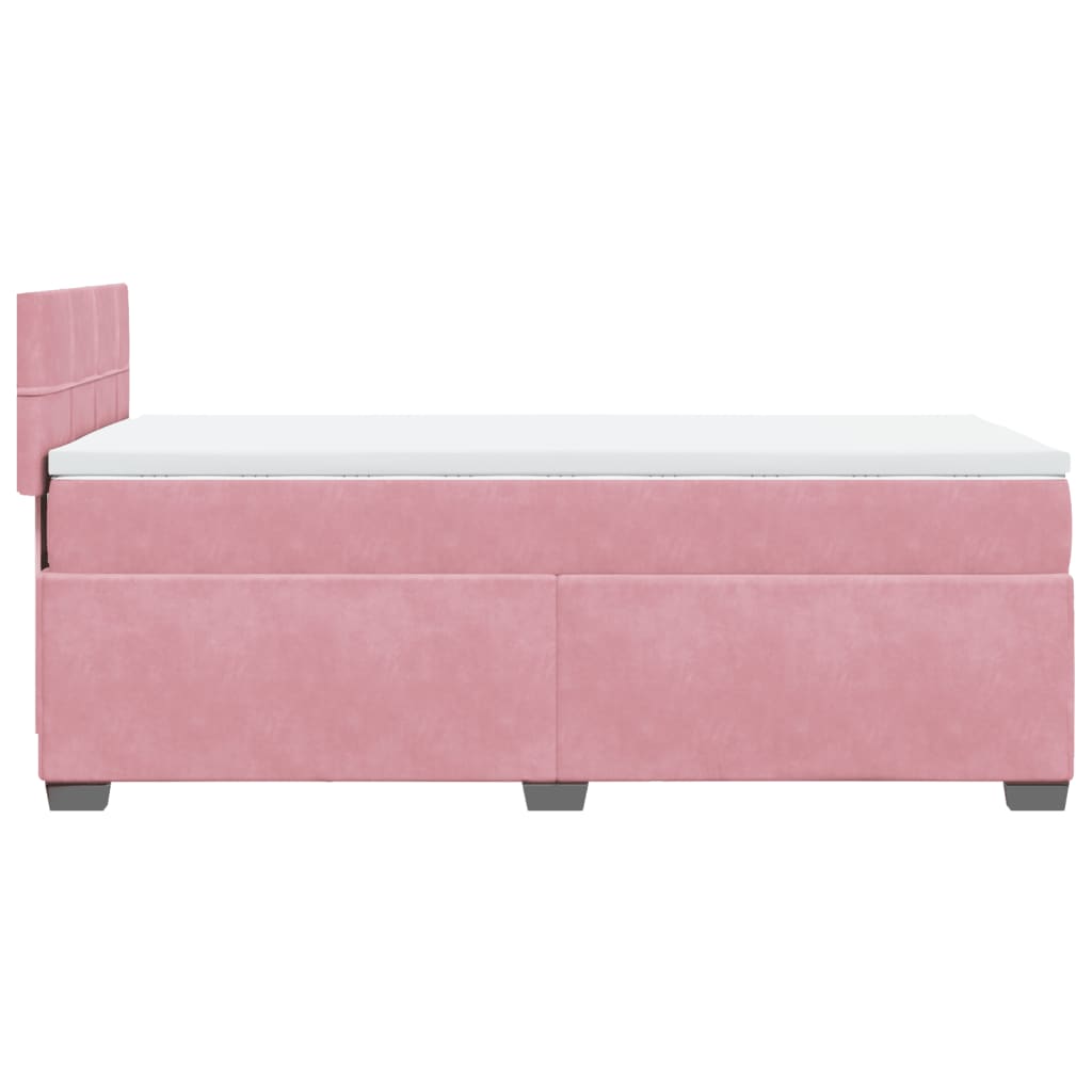 vidaXL Box Spring Bed with Mattress Pink 90x200 cm Velvet