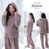 Fluffy Pajama Top and Pants [growncharm] Women's Set, [MOKO01] (JP, Alphabet, M, Brown)