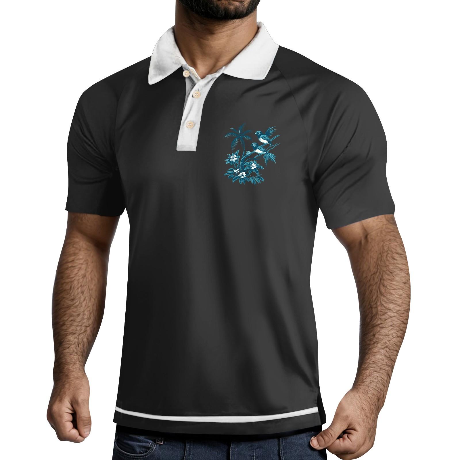 

Мужская рубашка с коротким рукавом и тремя пуговицами и лацканами XL чёрный