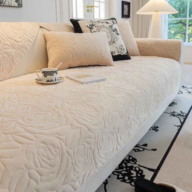 Crystal Velvet Sofa Cushion Cover Cushion  All Seasons Modern Solid Color Cotton Anti-slip Sofa Cover