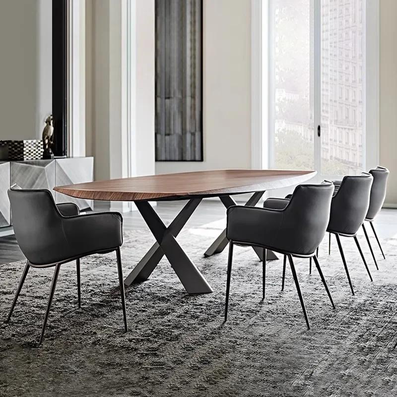 Italian light luxury backrest dining chair modern simple household small unit stool restaurant bedroom cafe leather chair