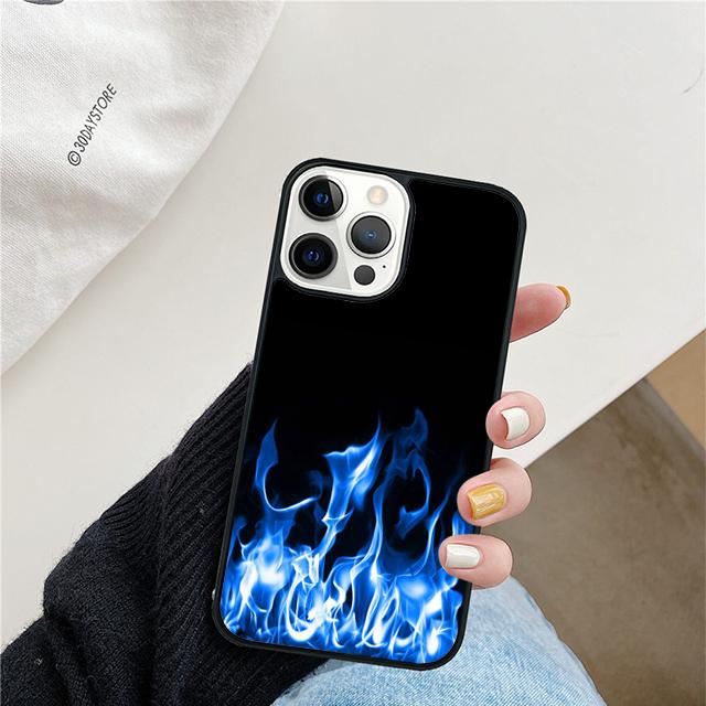 Flame Aesthetic Light Blue Fire Pink Phone Case For iPhone 17 Air 15 16 Cover  11 13 14 Pro Max 12 Plus Max XR