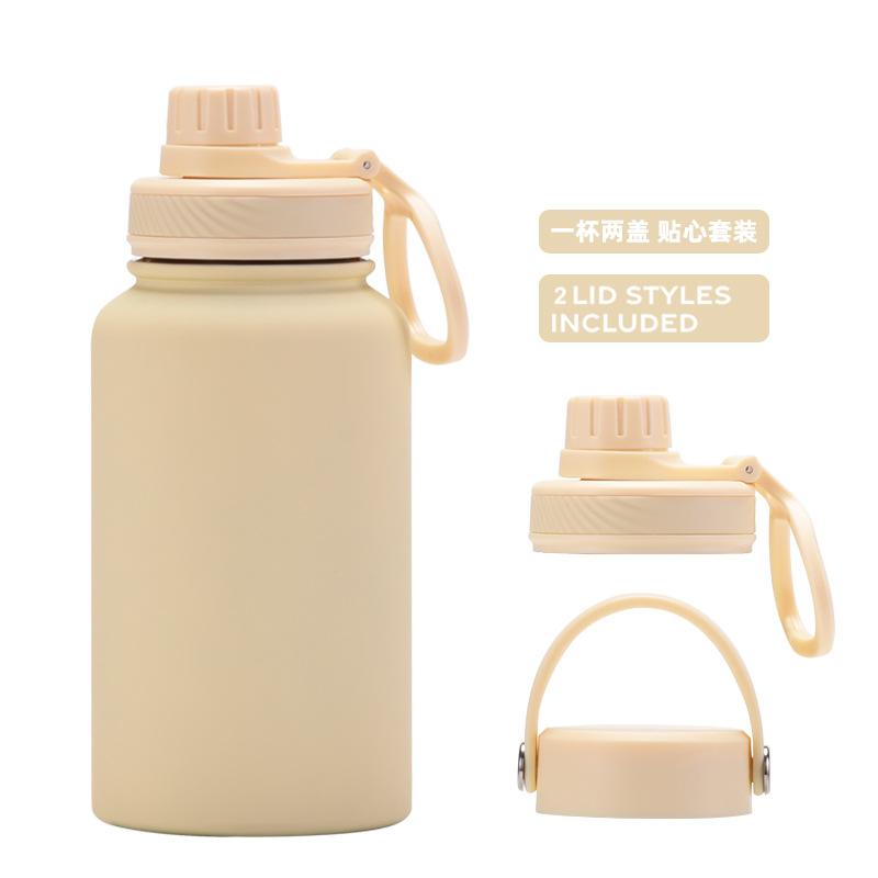 Ein Becher mit Doppelwand 650 ml Edelstahl Thermosbecher Große Kapazität Wasserbecher Tragbar Outdoor Doppelwandig Trinkflasche Sportkessel