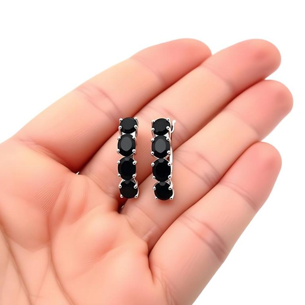 Black Awn Fashion Jewelry Classic Hoop Earrings Black Stone Hoop Earrings for Women Jewelry Gift