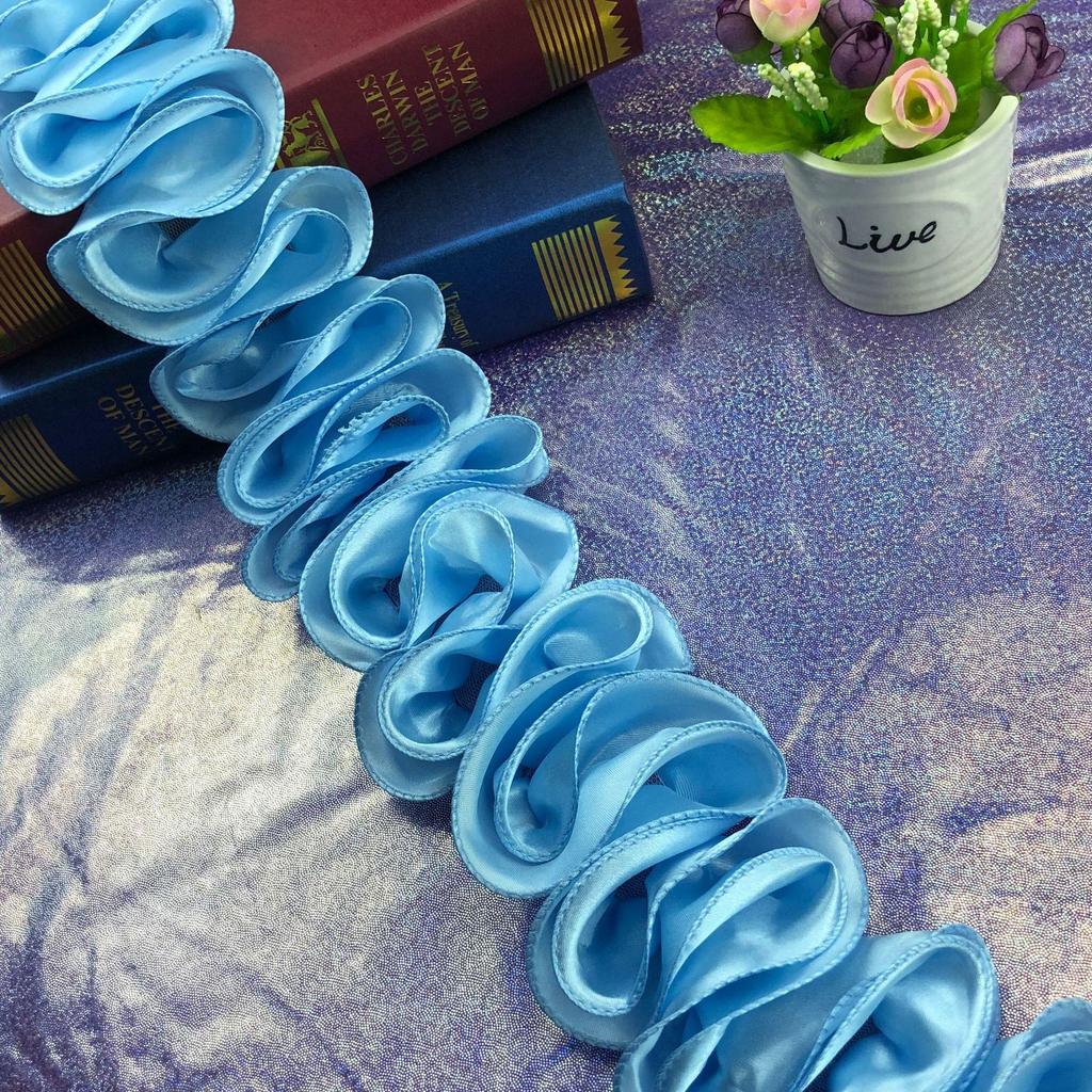 1Meters/lot 10cm Wide Colorful Satin Wave Three-dimensional Lace DIY Performance Costume Dance Dress Skirt Lace