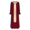 S-XXL Women Choir Robe Flared Long Sleeve Ruffled Trim Color Block Sash Long Priest Cassock for Church Activities