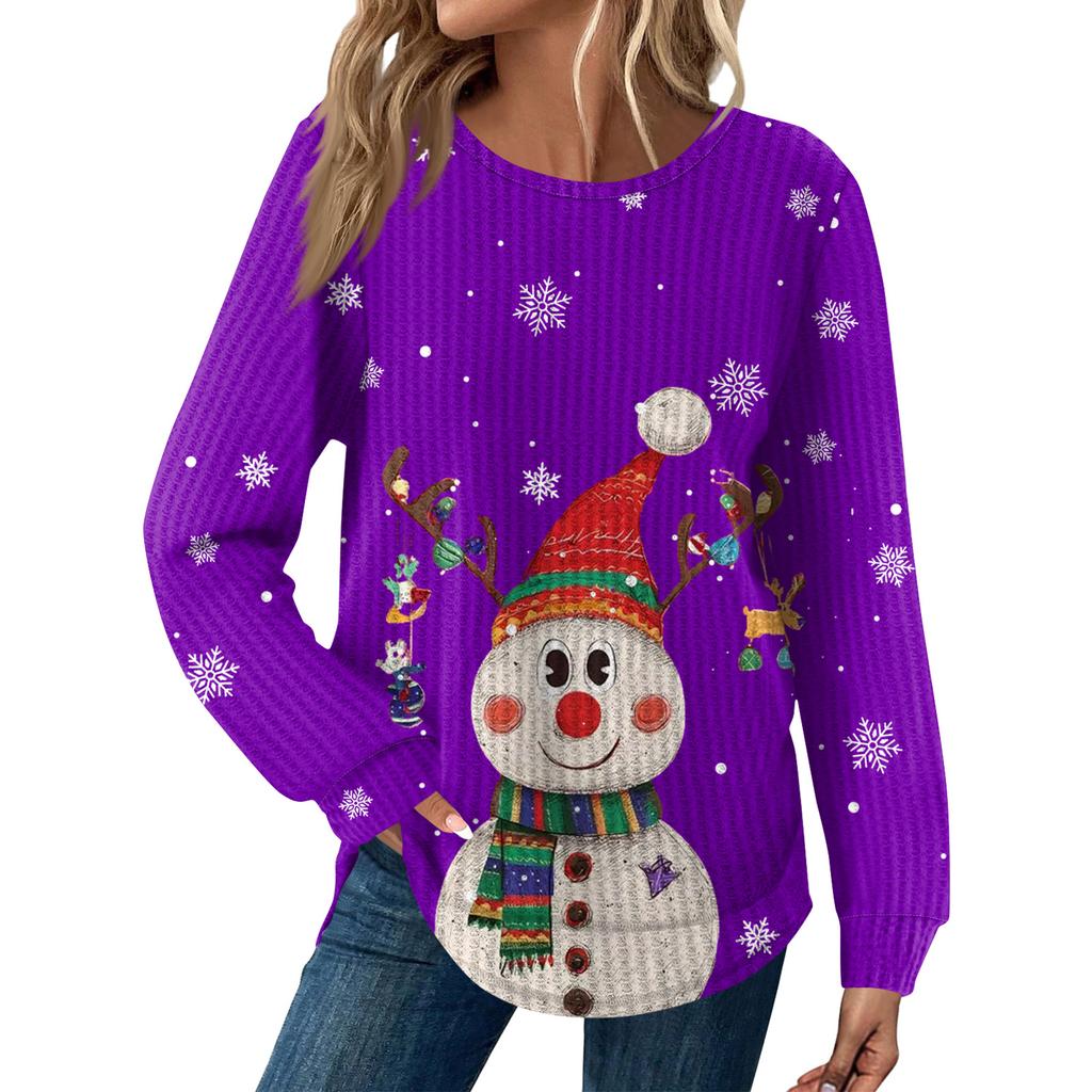 Dámská móda Dlouhý rukáv Vánoční Volný Dlouhý rukáv Kulatý výstřih Ležérní Top