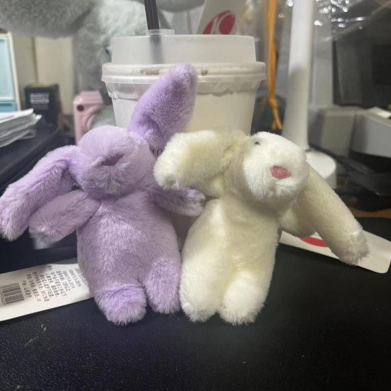 10cm Cute Bunny Plush Keychains Lovely Rabbit Backpack Charm Stuffed Animals Toy Bags Accessories Gifts for Girls Women Friends