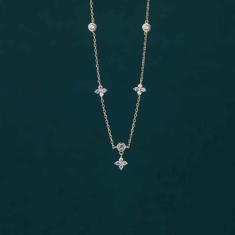 Collier de fleurs en argent Sterling 925 incrusté de Zircon pour femmes, bijoux de mariage exquis et doux, accessoires cadeaux