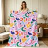All Season Soft Flannel Throw Blanket with Colorful Abstract Geometric Shapes Print Warm Cozy Lightweight Blanket for Sofa Couch Bed Office Living Roo