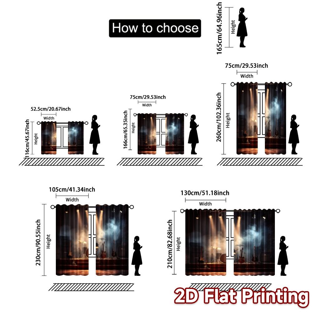 2pcs   2D FLAT PRINTING Curtains (Without Rod) ConcertStage Modern Modern Curtains Polyester Curtains Versatile All Suitable for