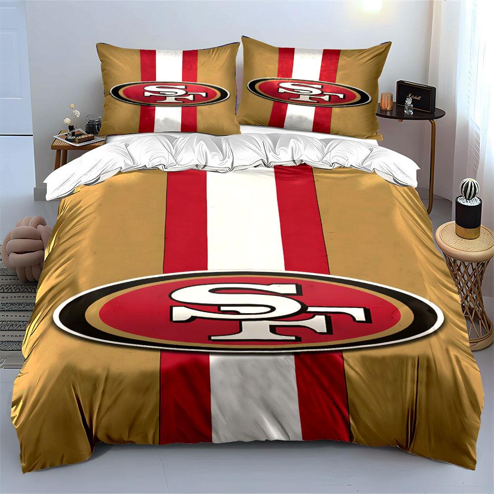 "Red and Gold Oval Logo with SF Letters" Print Bedding Set Duvet Cover Pillowcases (1* Duvet Cover 2* Pillowcases Do Not Include Comforter)