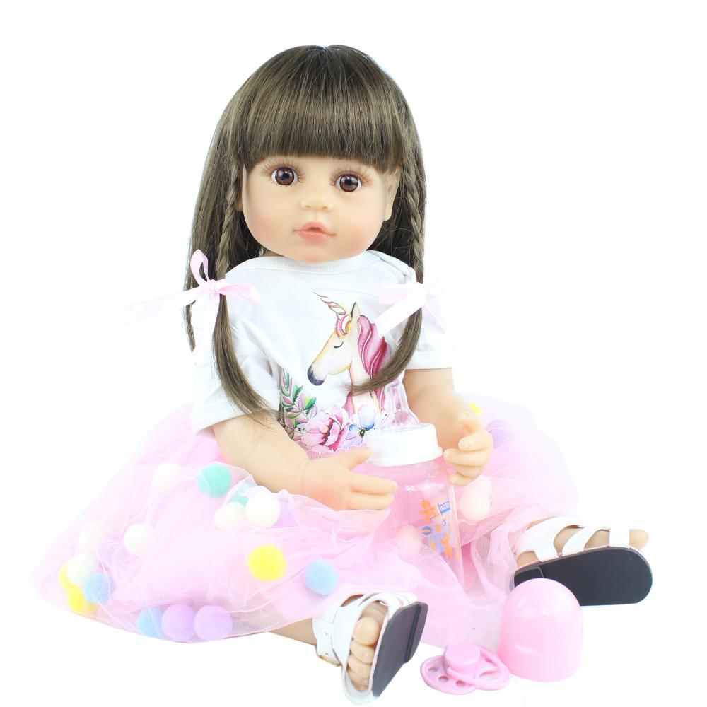 

BZDOLL 55CM 22Inch Lifelike Baby Reborn Doll Full Body Vinyl Girl Princess Toddler Bebe Kid Birthday Gift Toy vinyl body doll