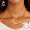 ORSA JEWELS Vintage 925 Sterling Silver Nugget Chain Necklace Natural Freshwater Pearl Choker Necklace Jewelry for Women GPN69