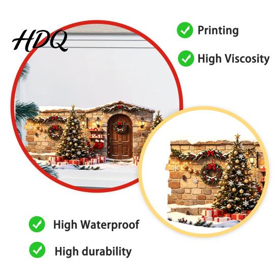 Winter Scene Wall Decals Christmas Snow House Sticker Removable Self-Adhesive Sticker Decal PVC Waterproof Decorative Decal for Holiday Party