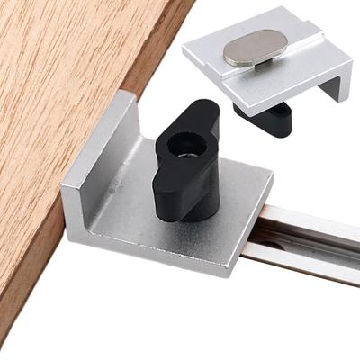 4Pcs Bi-Directional Stop Kit with Knobs Bench Top Jig Wear Resist Guide Rail Limit Block for Woodworking Sanding & Routing