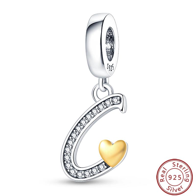 26 English Letter Series Copper Gold Heart-Shaped Design Charms Beads 3Mm Diy Fine Jewelry Making