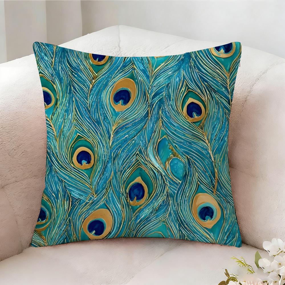 Peacock Texture Pillow Case Pillowcase Doublesided Printed Sofa Cushion Bedroom Headboard Pillow