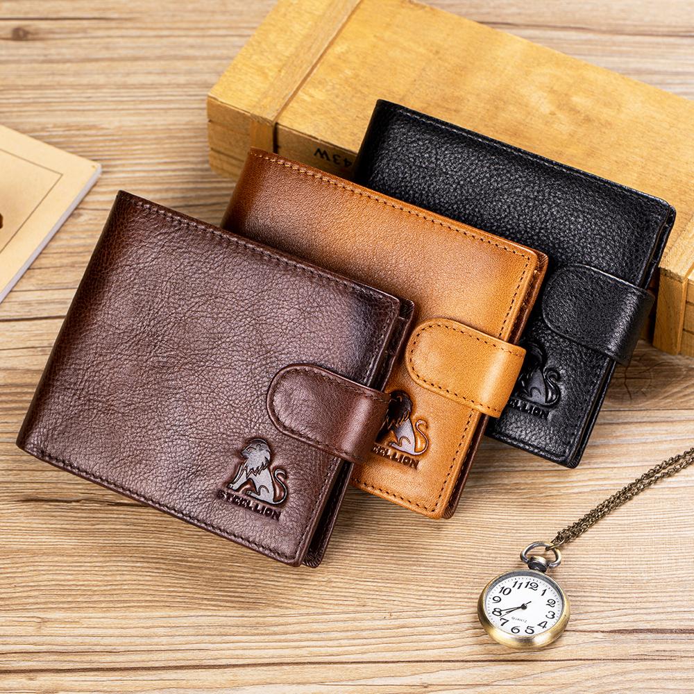 RFID Genuine Leather Men Wallet Large Capacity Card Holder Coin Purse