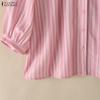 ZANZEA Women Commute Casual V-Neck Stripe Print Loose 3/4 Sleeve Blouse