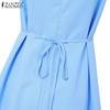 ZANZEA Women Casual Square Collar Summer Sleeveless Long Dress