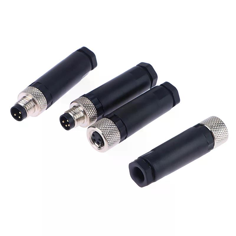 M8 Sensor Connector Waterproof Male&female Plug Screw Threaded Plug Coupling 3 4 Pin Flange Socket Back Mount