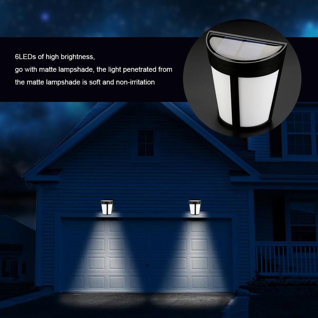 Solar Powered Wall Mount Light Outdoor Garden Landscape Fence Yard Lamp Pure White