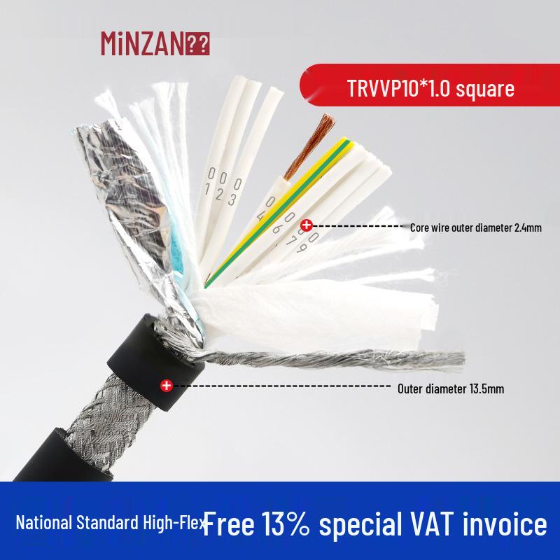 TRVVP High-Flex Shielded Drag Chain Cable, 7-24 Core, 0.3-1.5 Sq Mm, Ideal for Tank Chains