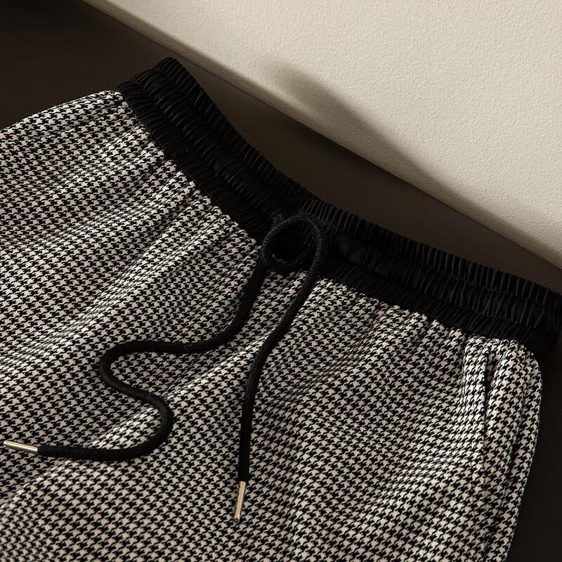 Women's Houndstooth High-Waist Wide-Leg Pants