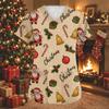Women's Christmas Print V-Neck Short Sleeve Work Top with Pockets and Side Slits