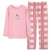 Pajamas Women'S Pure Cotton Long-Sleeved Cotton Round Neck Can Be Worn Outside Casual Loungewear Set