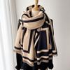 Imitation Cashmere Scarf Air Conditioner Shawl Tassel Extended Warm Jacquard Plaid Decorative Scarf Women'S Versatile