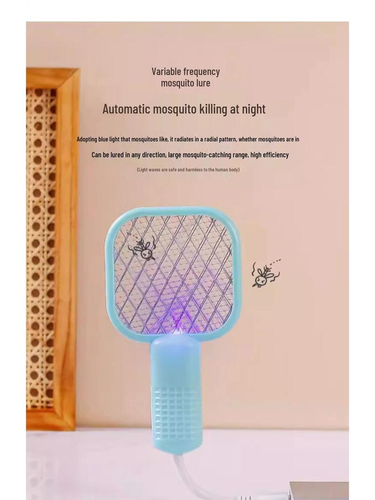 Bärbar Uppladdningsbar Elektrisk Flugsmälla: Strålningsfri, hållbar och långvarig med automatisk avvisande funktion för hem och bil
