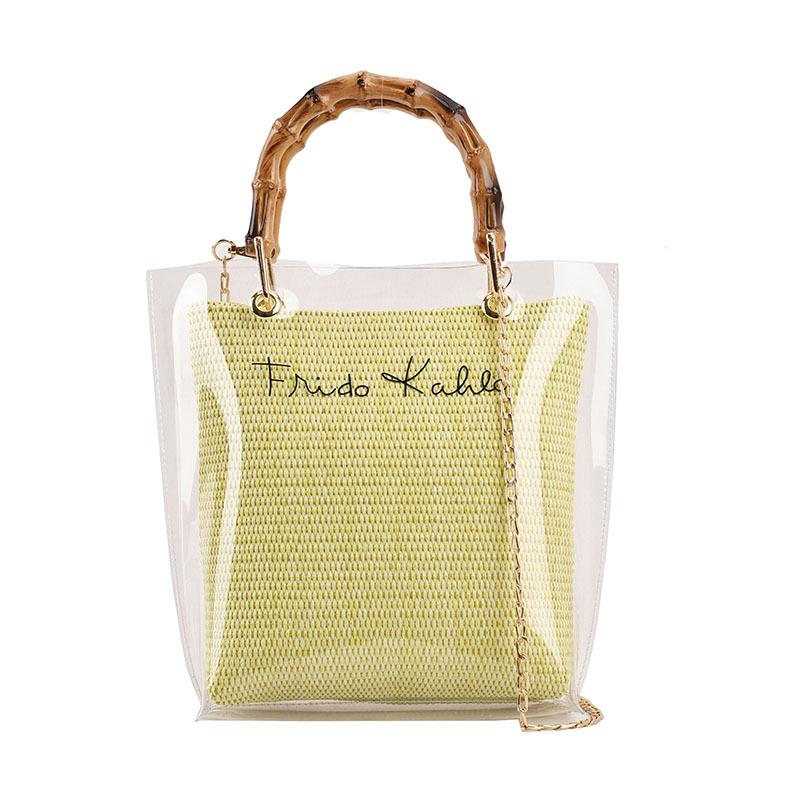

2023 Women s Transparent Jelly Mother-Child Shoulder Bag, Large Capacity PVC Woven Crossbody Handbag